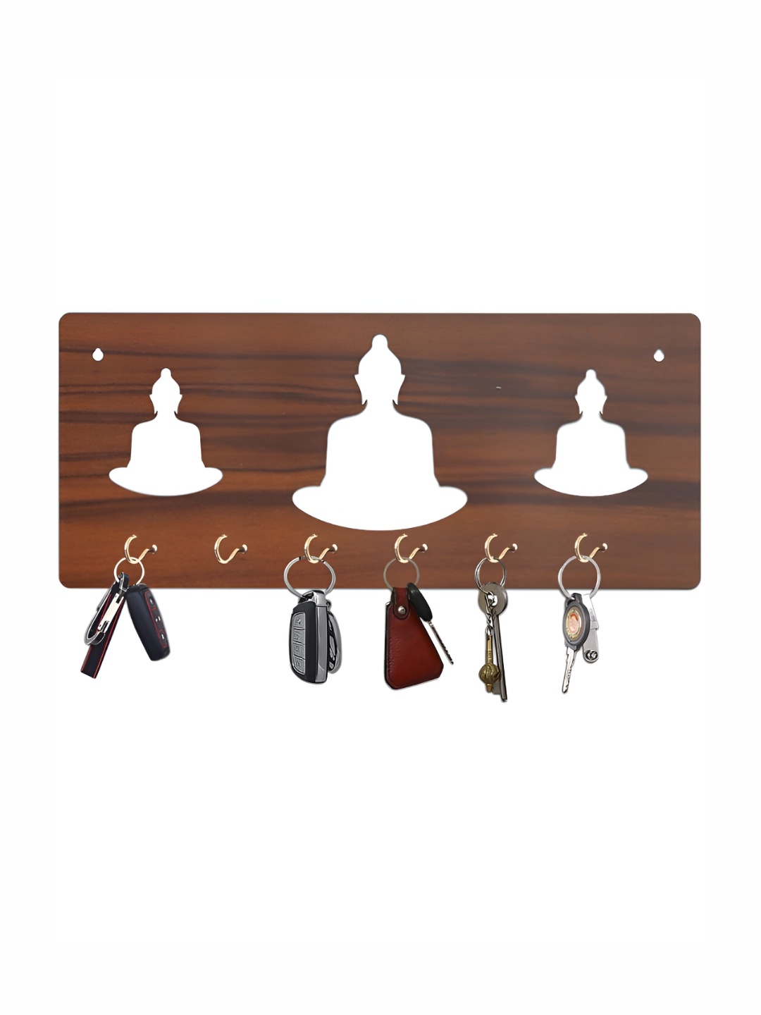 

CVANU Brown Patterned Wooden 6 Hooks Key Holders