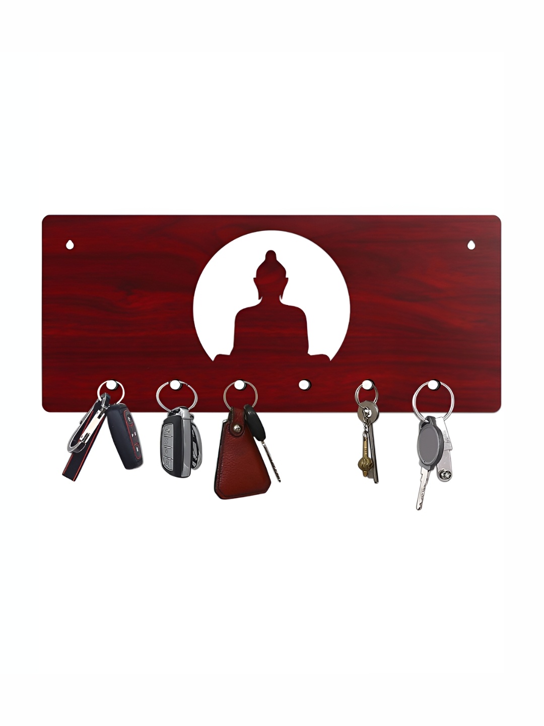

CVANU Brown Patterned Wooden 6 Hooks Key Holders