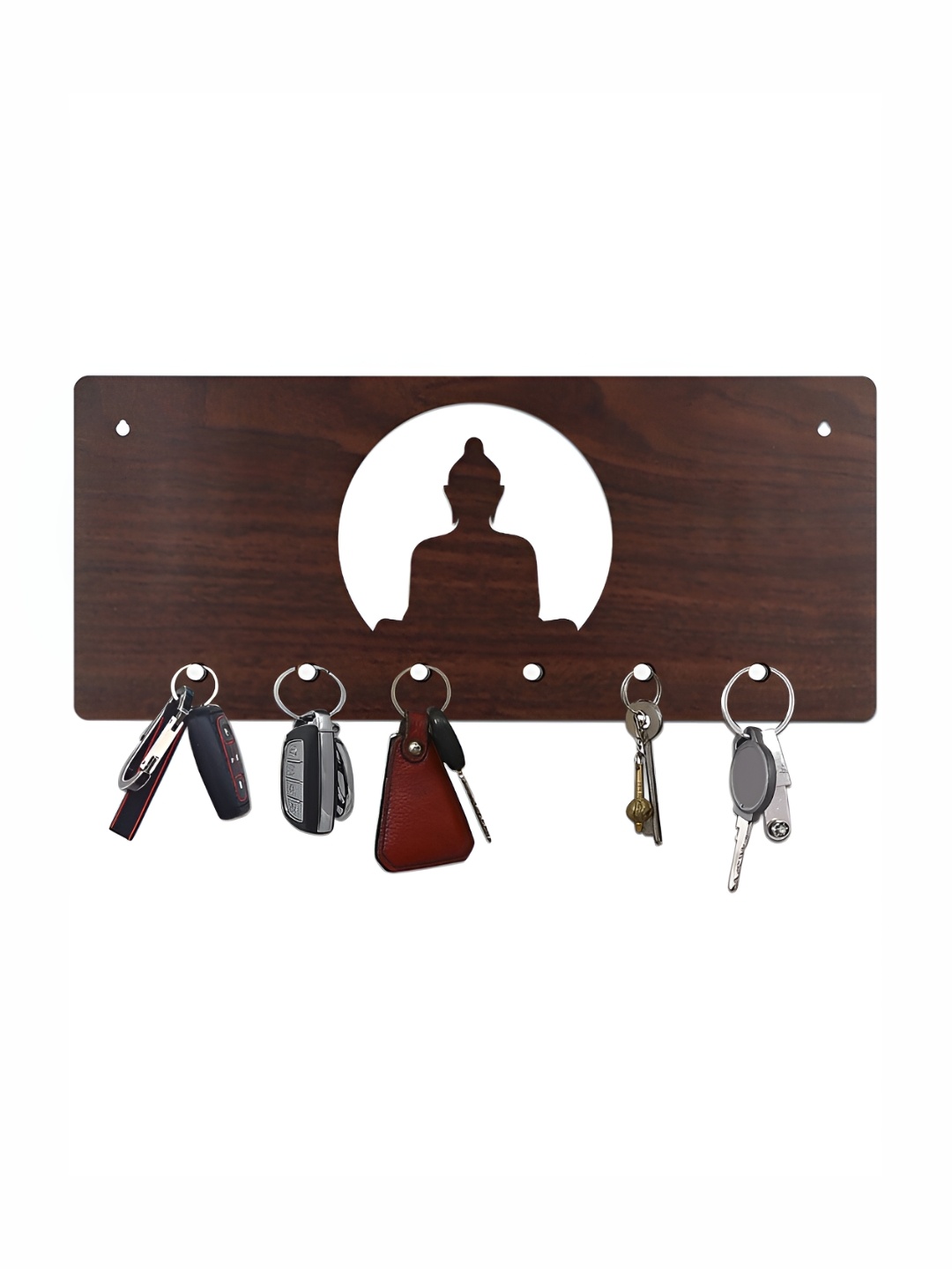 

CVANU Brown Patterned Wooden 6 Hooks Key Holders