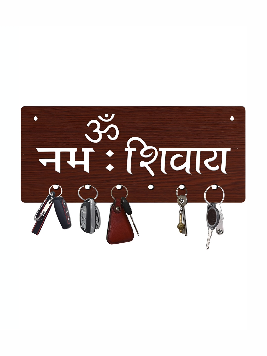 

CVANU Brown Patterned Wooden 6 Hooks Key Holders