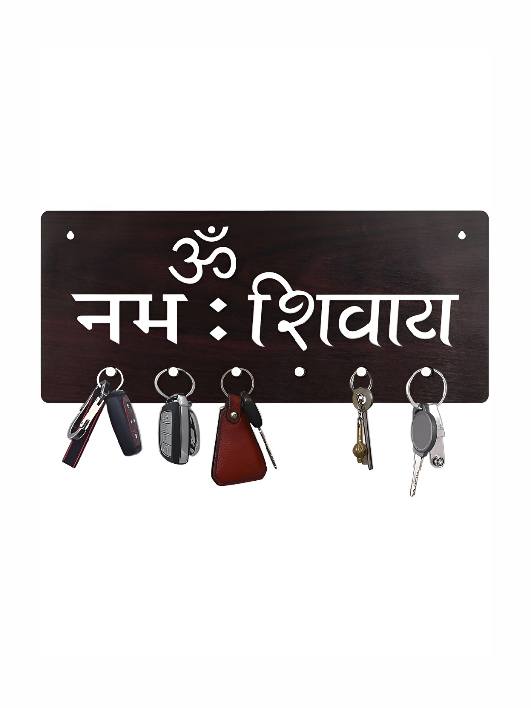 

CVANU Brown Patterned Wooden 6 Hooks Key Holders