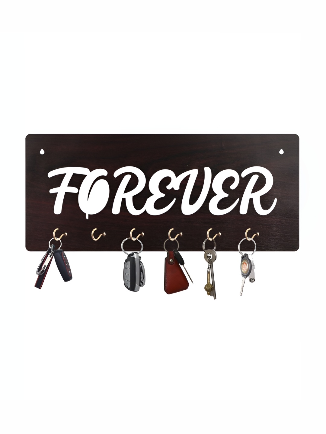 

CVANU Brown Patterned Wooden 6 Hooks Key Holders