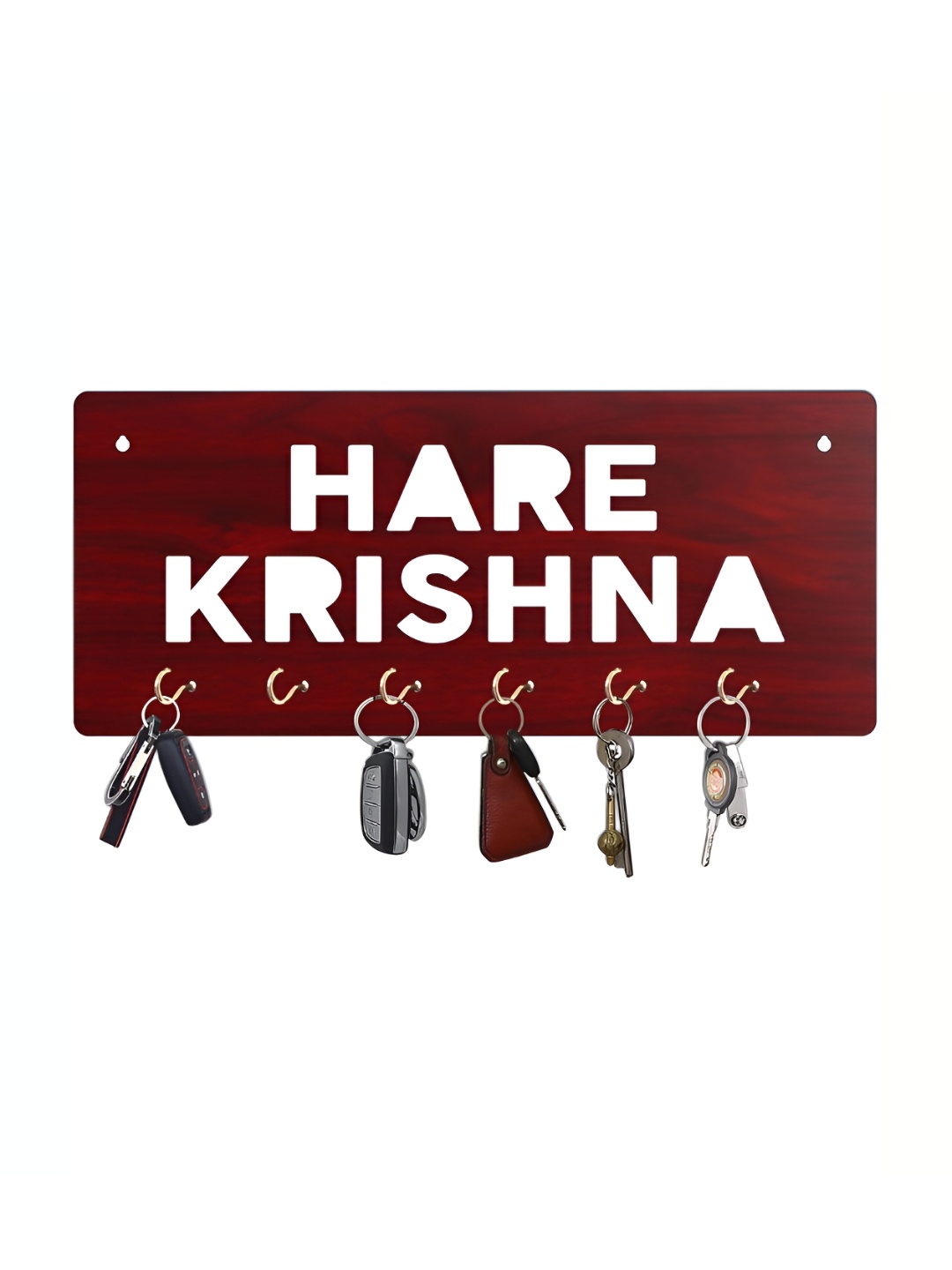 

CVANU Brown Patterned Wooden 6 Hooks Key Holders