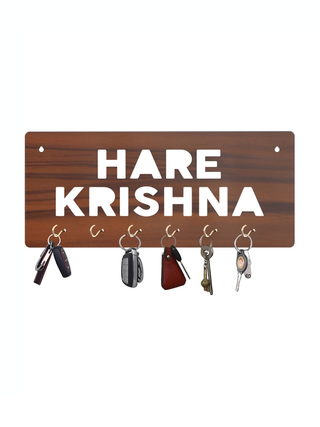 

CVANU Brown Patterned Wooden 6 Hooks Key Holders