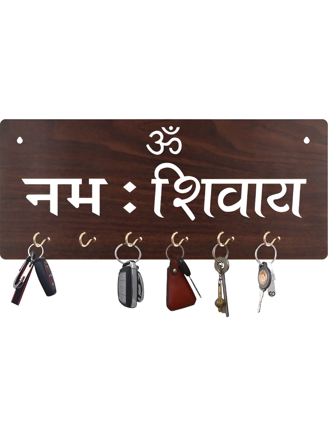 

CVANU Brown Patterned Wooden 6 Hooks Key Holders