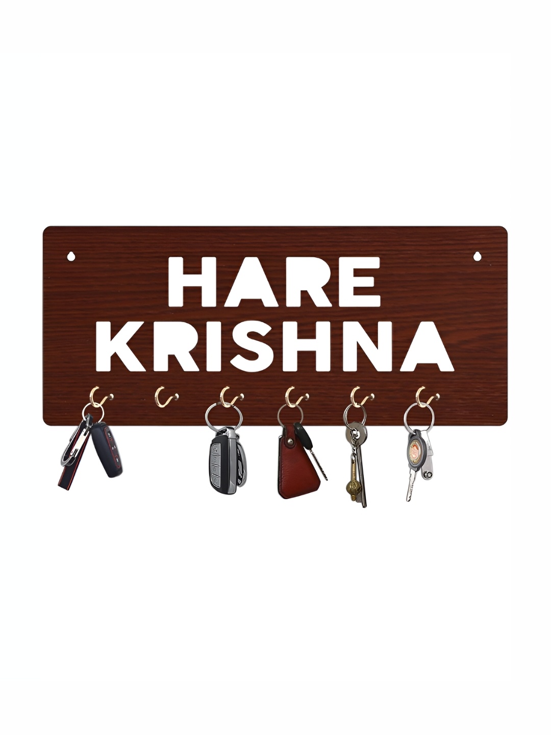 

CVANU Brown Patterned Wooden 6 Hooks Key Holders