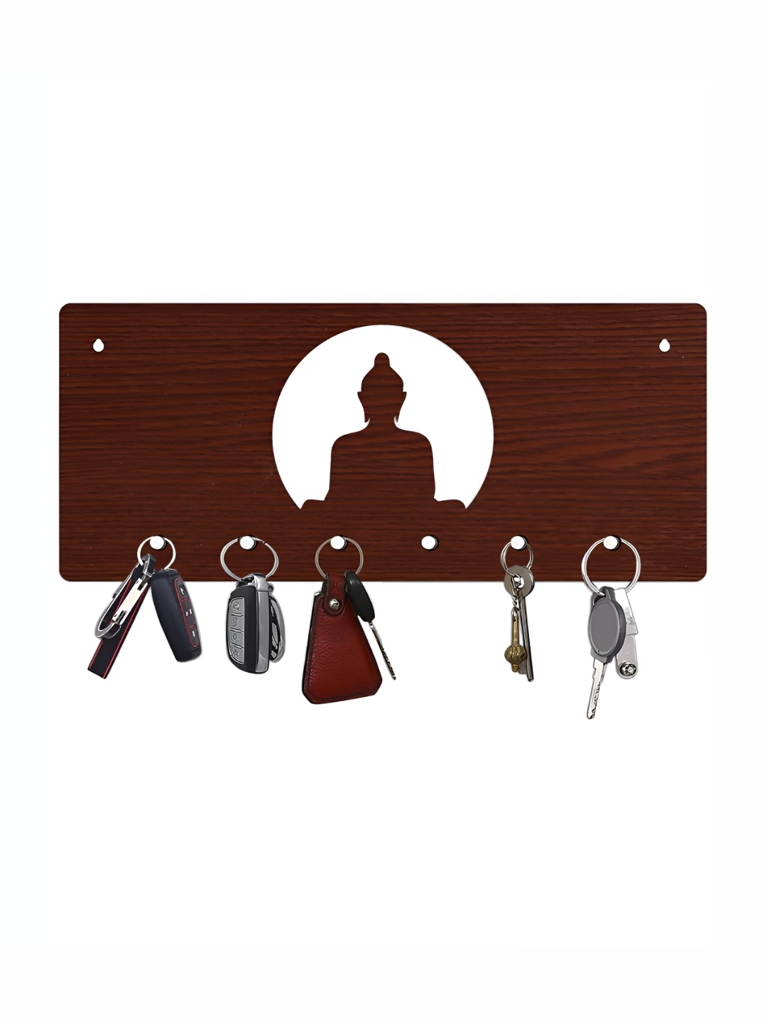 

CVANU Brown Patterned Wooden 6 Hooks Key Holders