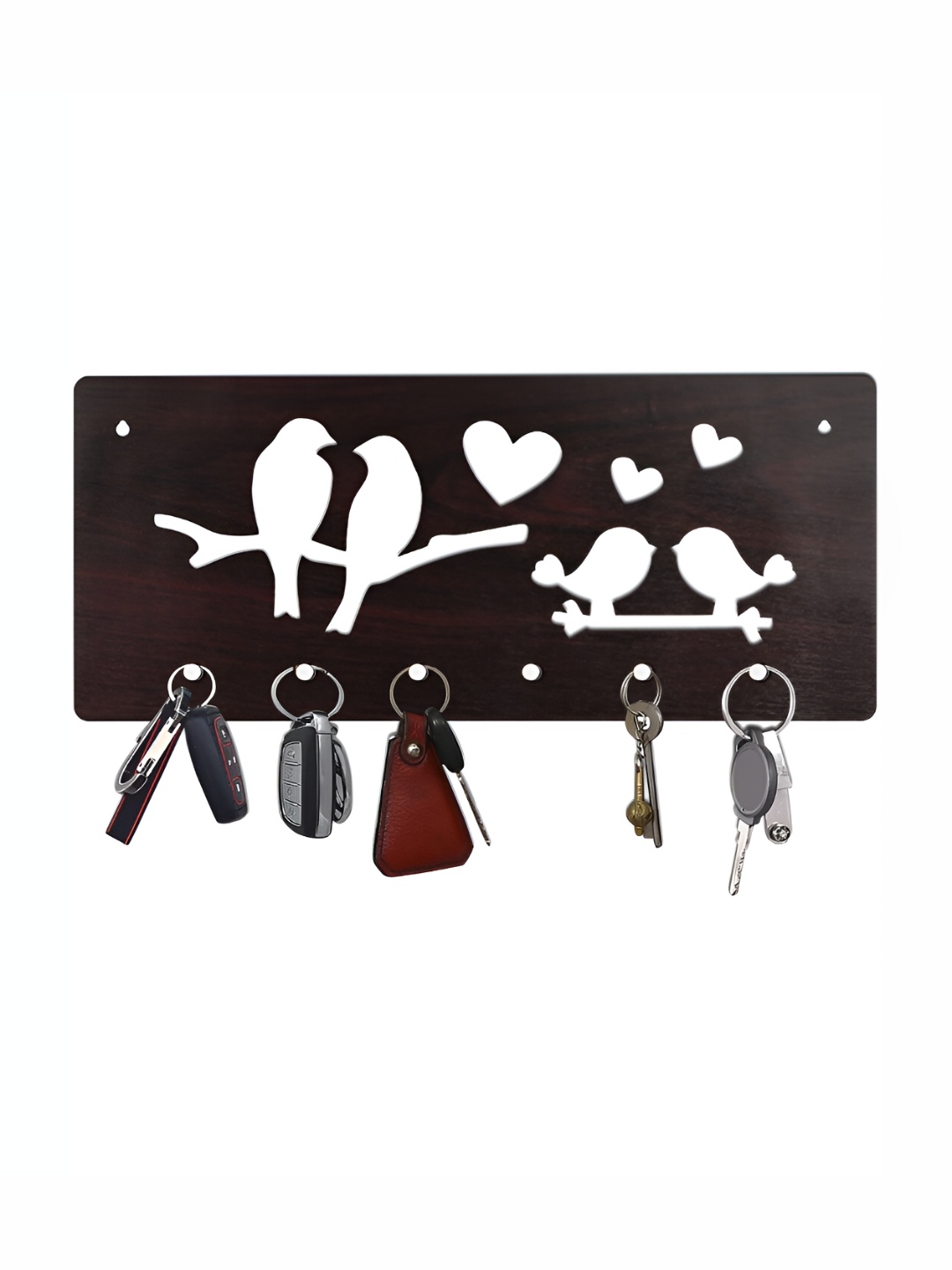 

CVANU Brown Patterned Wooden 6 Hooks Key Holders