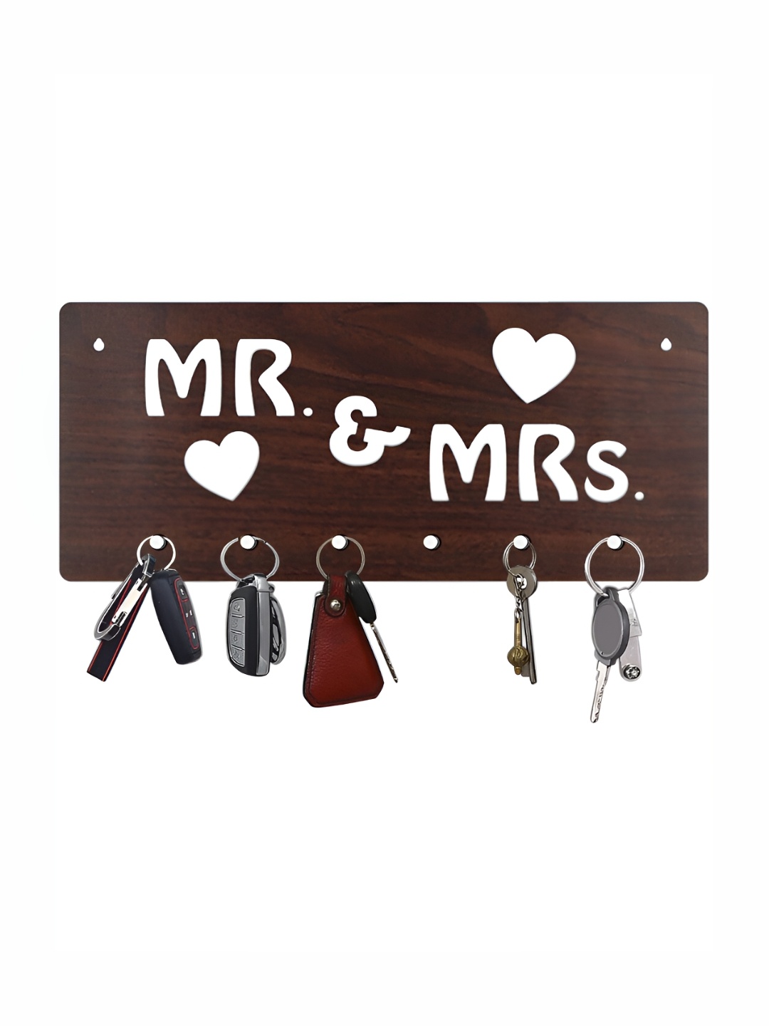 

CVANU Brown Patterned Wooden 6 Hooks Key Holders