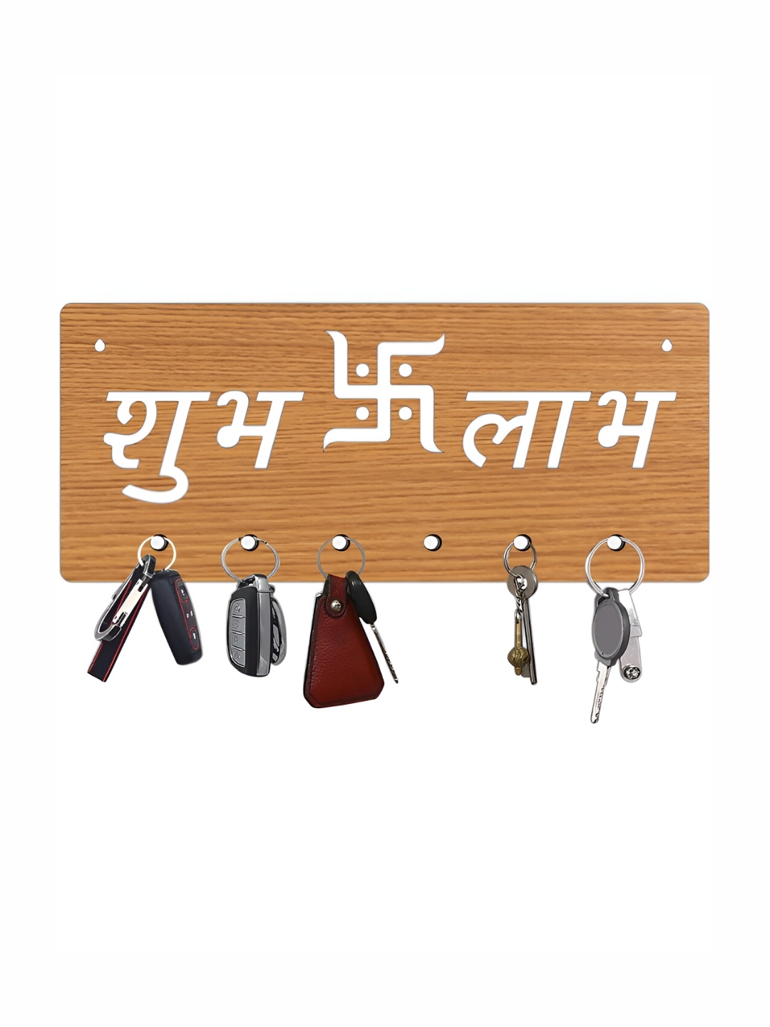 

CVANU Brown Patterned Wooden 6 Hooks Key Holders