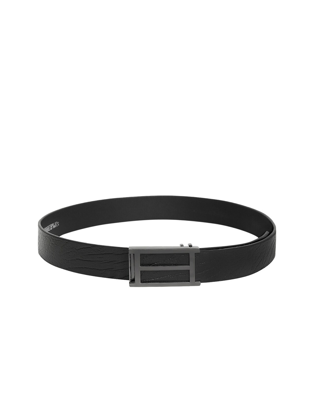 The Roadster Lifestyle Co Men Black Textured Leather Push-Pin Belts