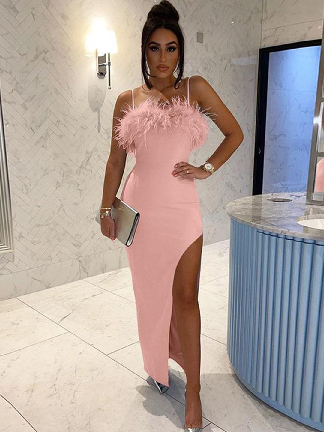 

StyleCast Pink Shoulder Straps Maxi Dress