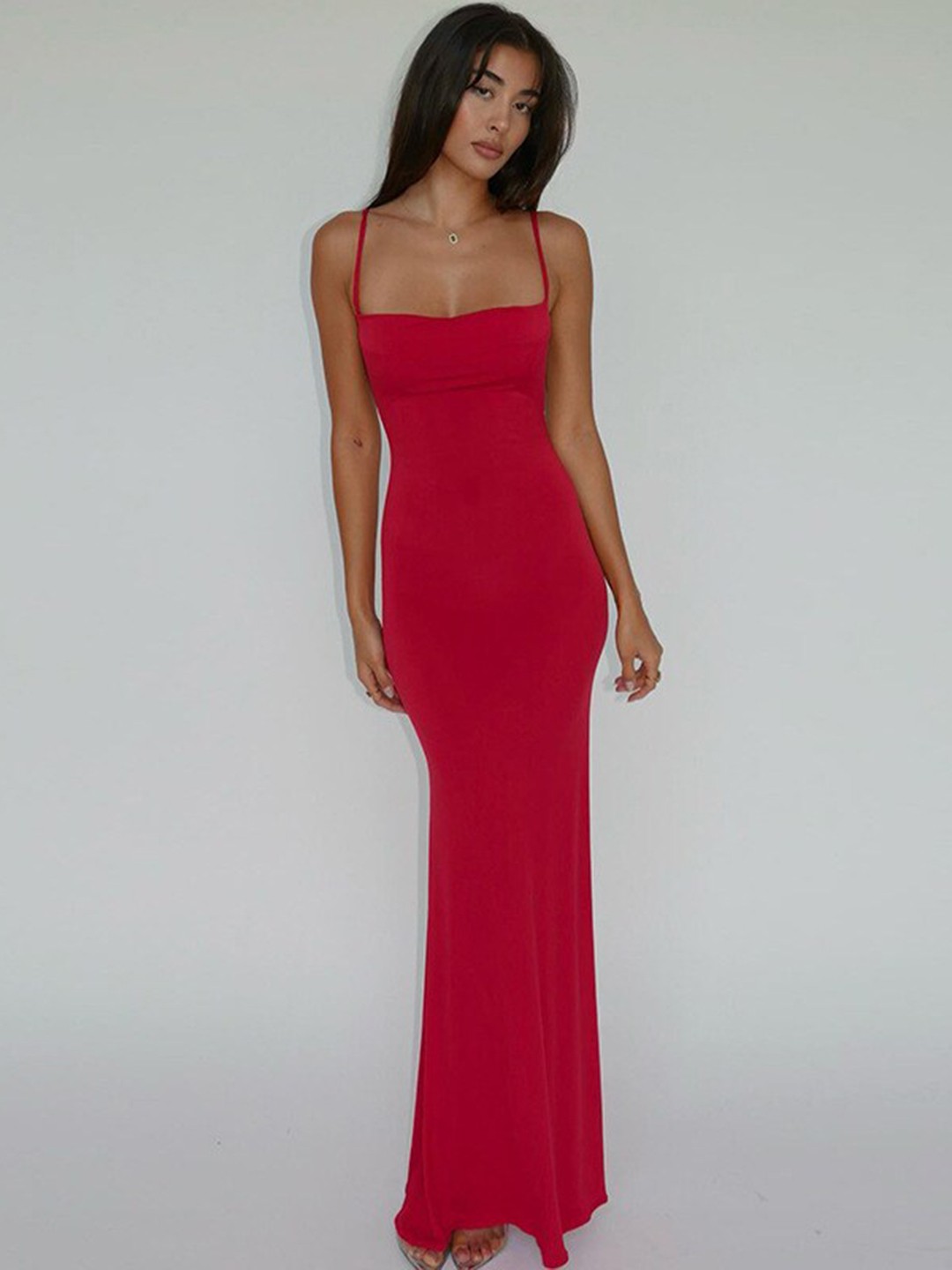 

StyleCast Red Shoulder Straps Maxi Dress