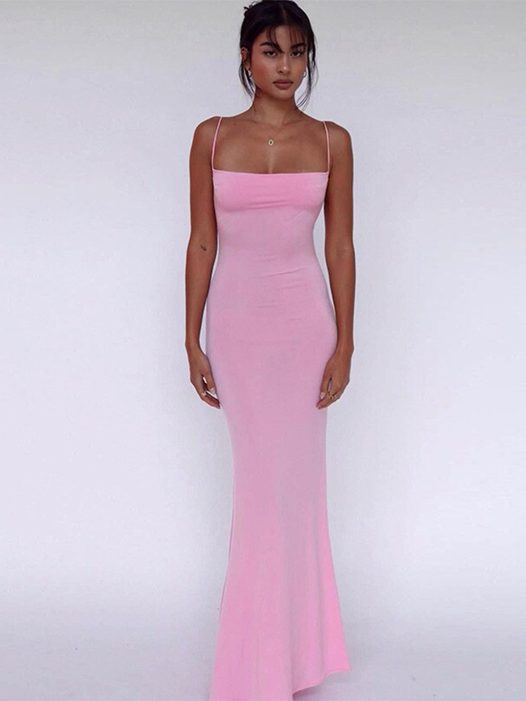 

StyleCast Pink Shoulder Straps Sheath Maxi Dress