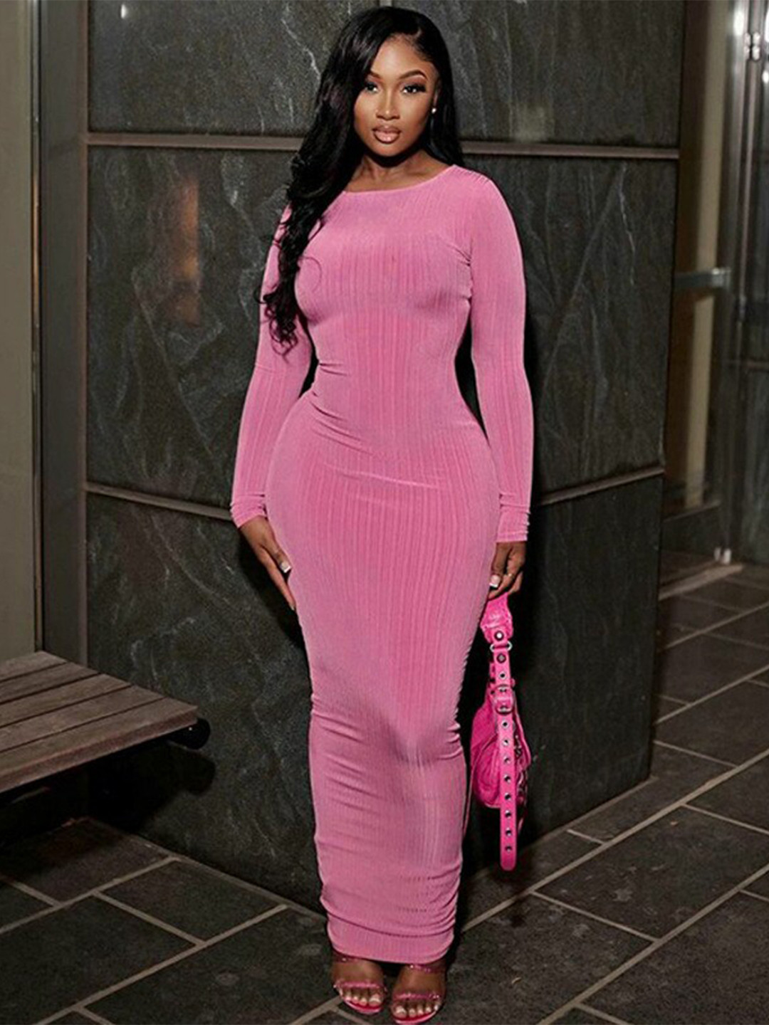 

StyleCast Pink Boat Neck Bodycon Maxi Dress