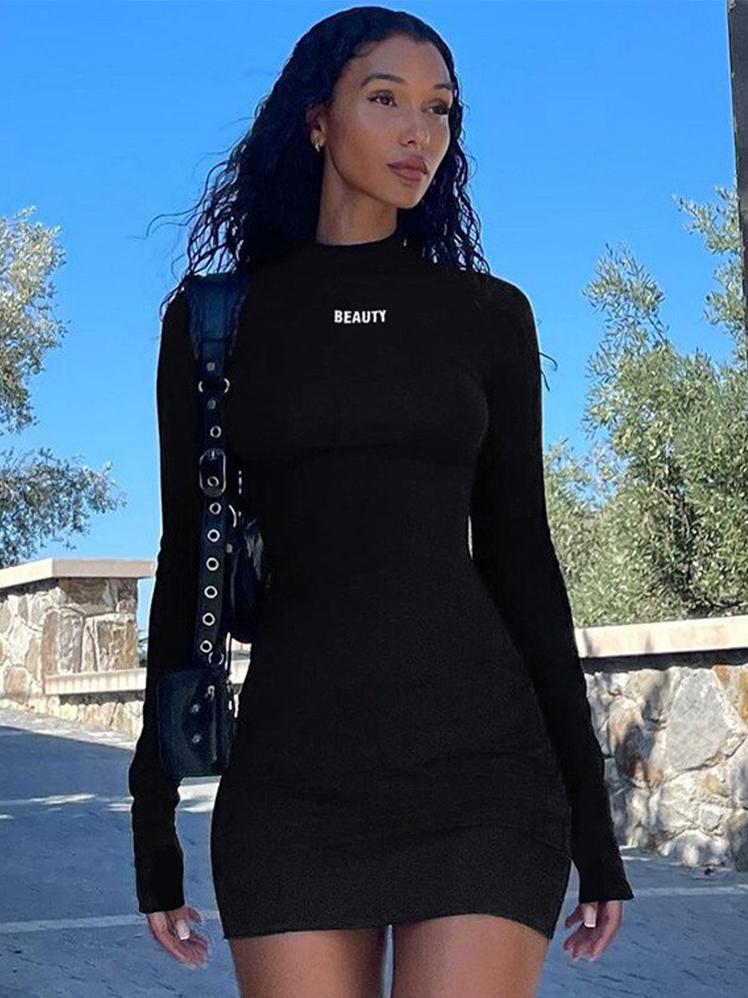 

StyleCast Black High Neck Bodycon Mini Dress