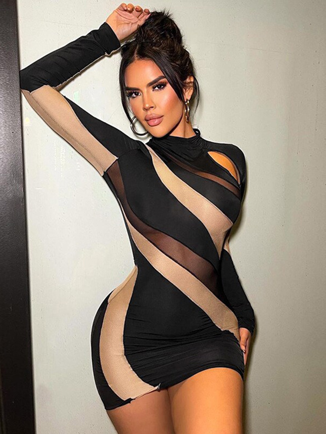 

StyleCast Black Colourblocked Bodycon Mini Dress