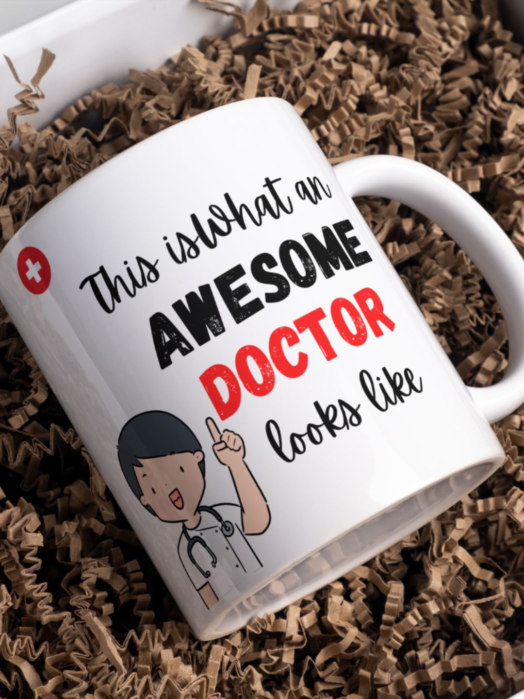 Home Decor Expert White & Black Printed Ceramic Glossy Mug 300 ml