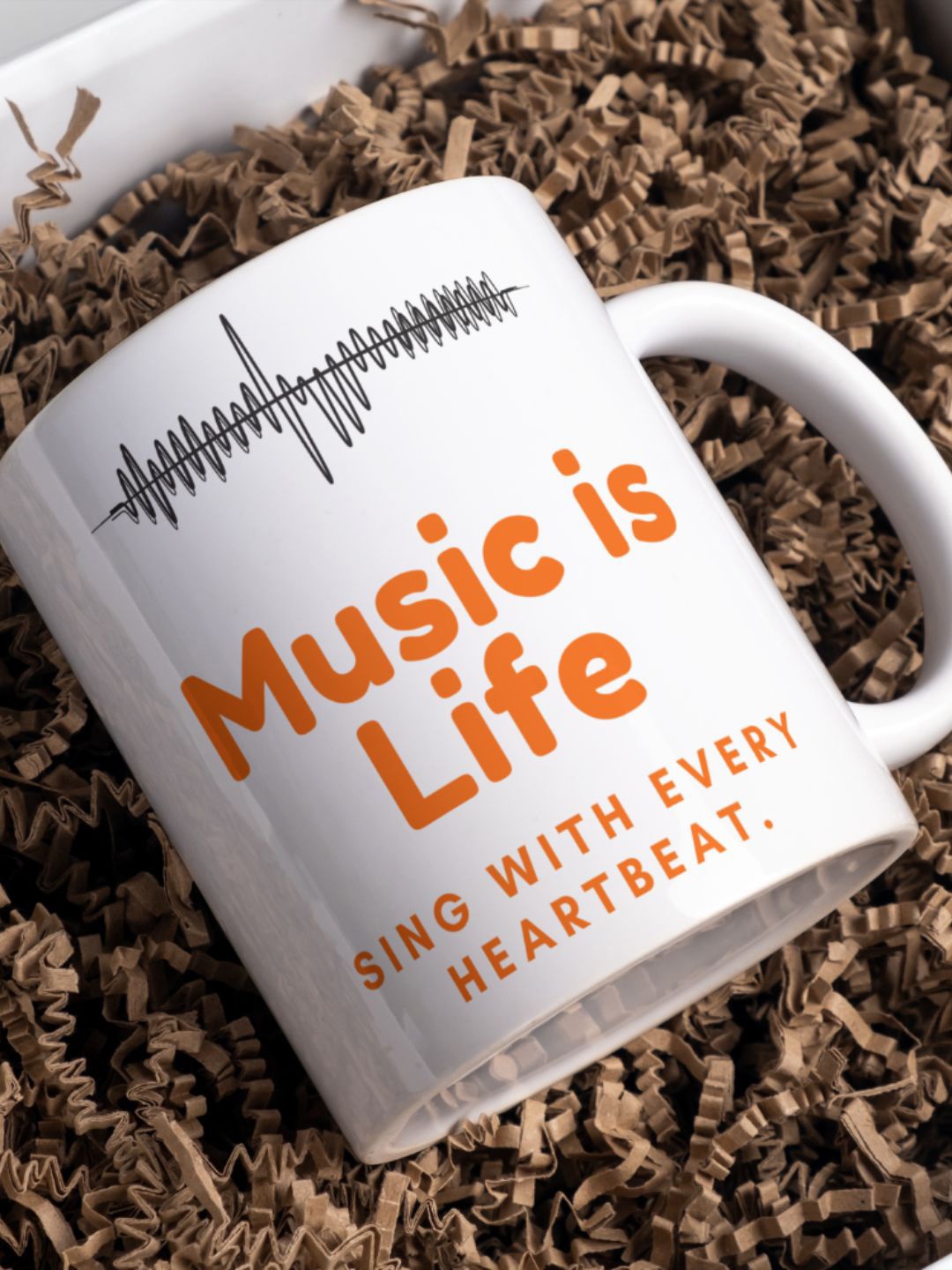 

Home Decor Expert White & Orange Printed Ceramic Glossy Mug 300 ml