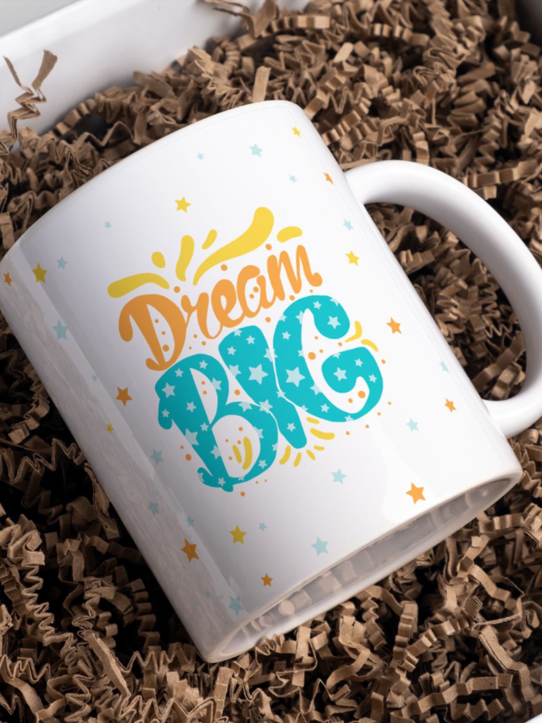 Home Decor Expert White & Blue Printed Ceramic Glossy Mug 300 ml