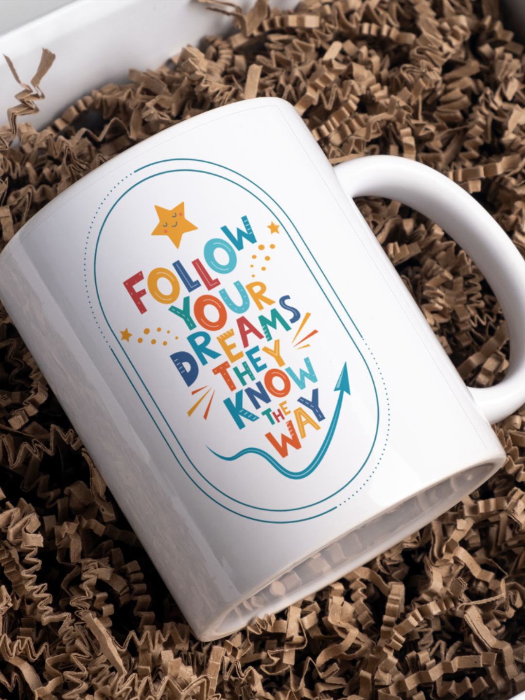 Home Decor Expert White & Blue Printed Ceramic Glossy Mug 300 ml
