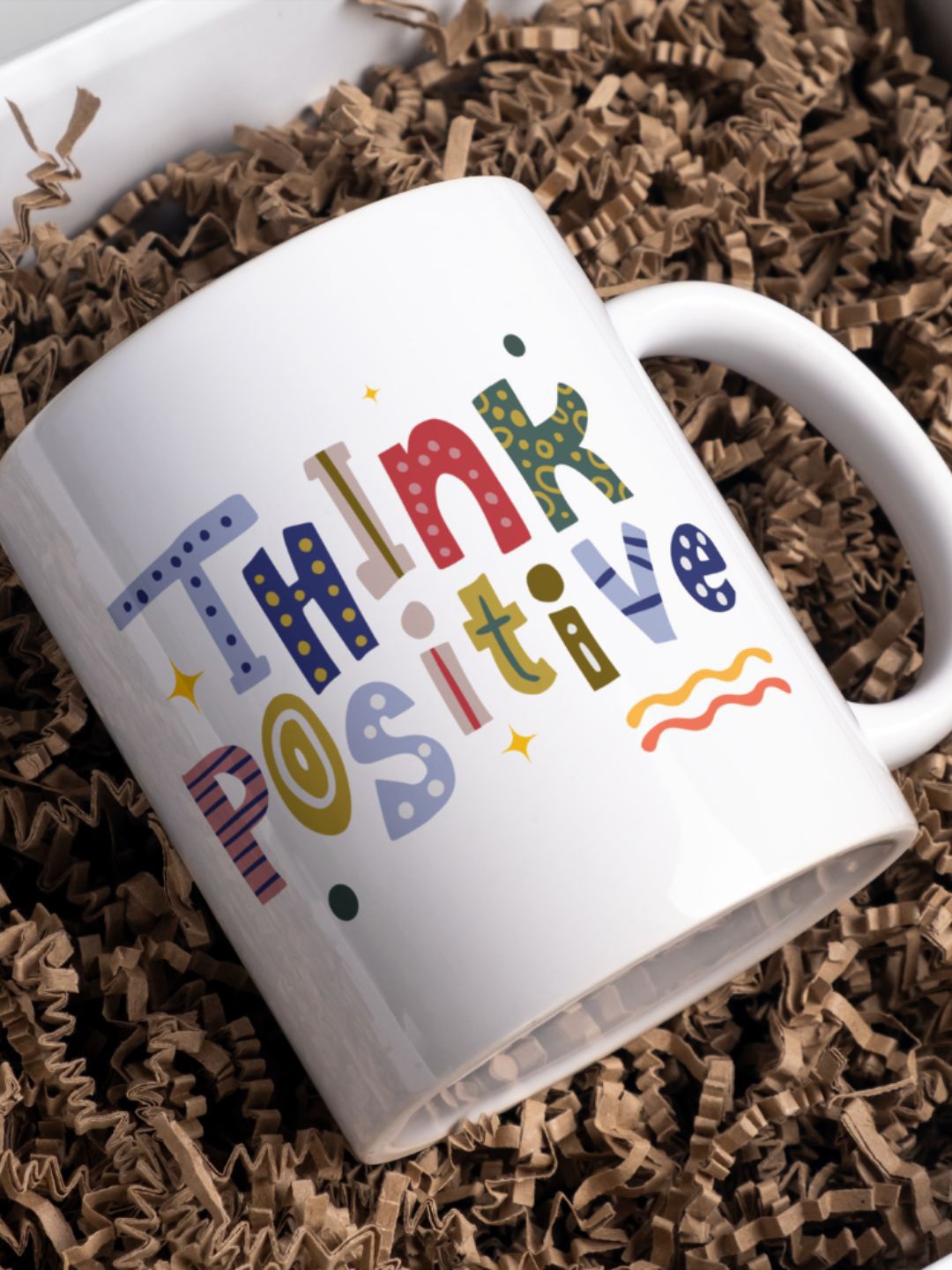 Home Decor Expert White & Blue Printed Ceramic Glossy Mug - 300 ML