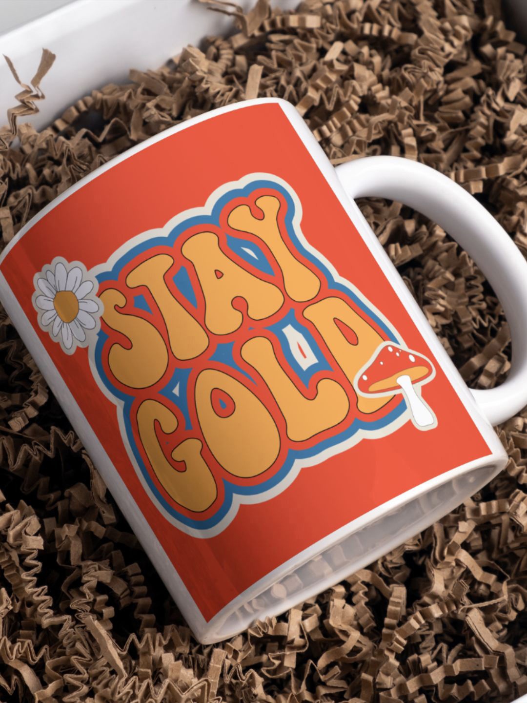 

Home Decor Expert Orange & White Printed Ceramic Glossy Mug - 300 ML