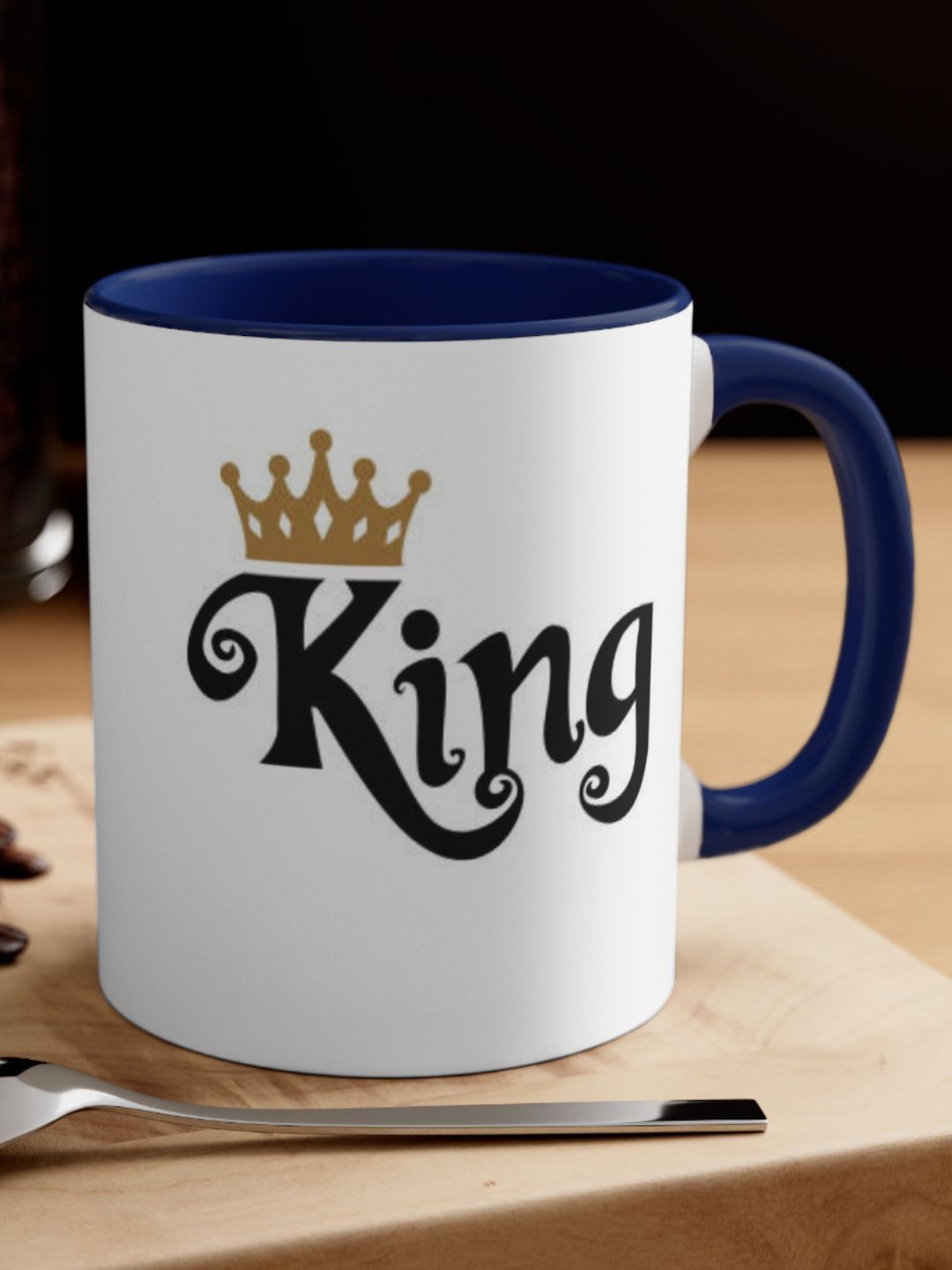 Home Decor Expert White & Navy Blue Printed Ceramic Glossy Mug 300 ml