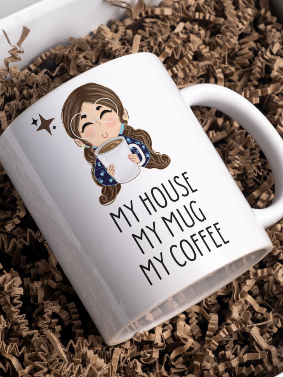 

Home Decor Expert White & Black Printed Ceramic Glossy Mug 300 ml