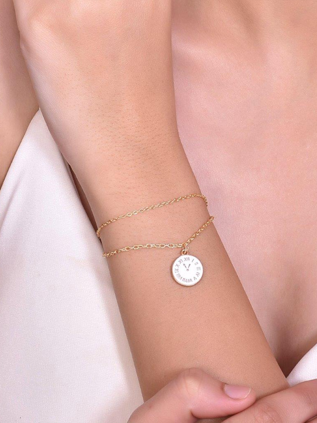 

VOJ Women Gold-Plated Stainless Steel Charm Bracelet
