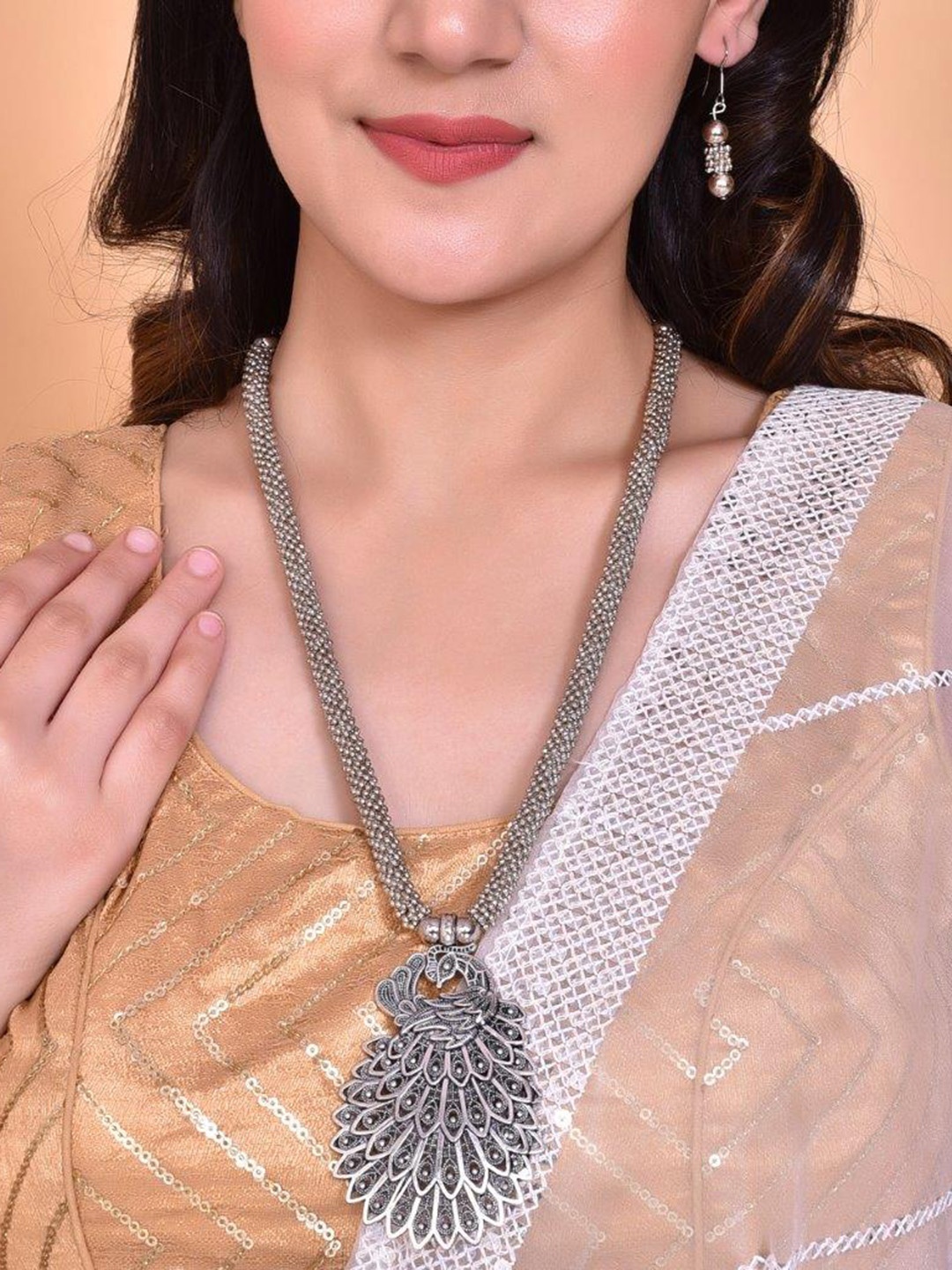 

VOJ Oxidised Silver Plated Stainless Steel Necklace & Earrings