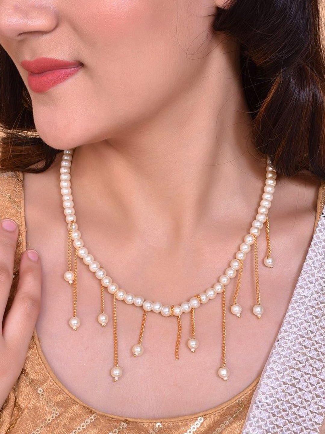

VOJ Gold-Plated Beaded Necklace