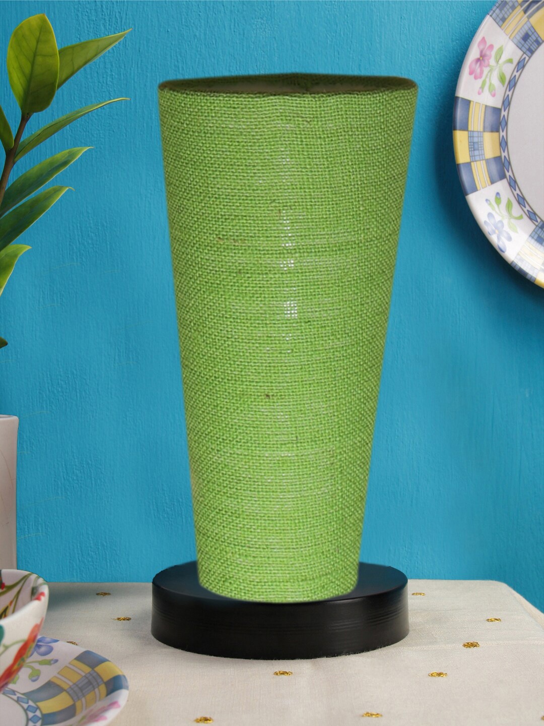 Devansh Green Wooden Table Lamp