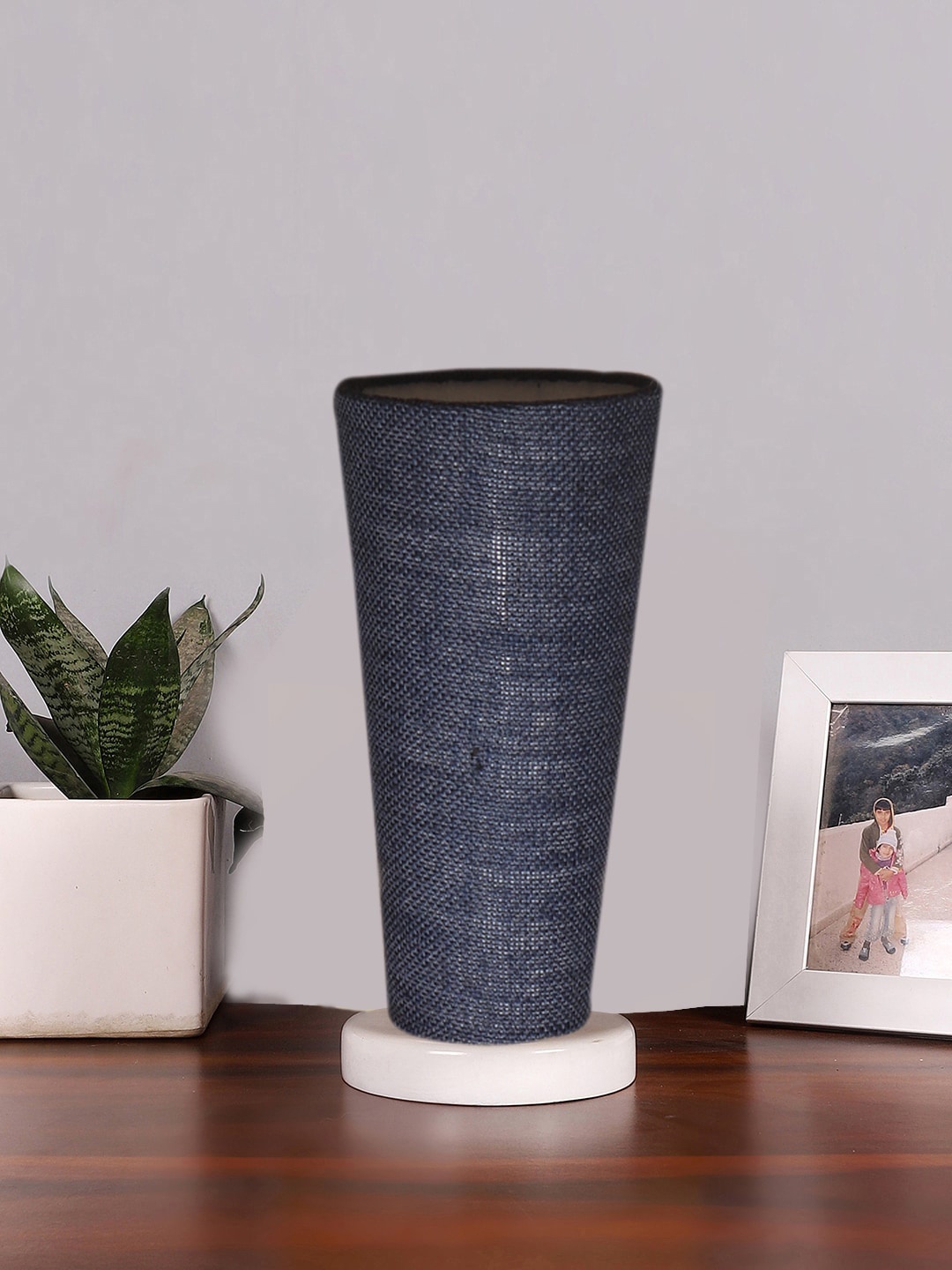 

Devansh Blue Wooden Cylindrical Table Lamp