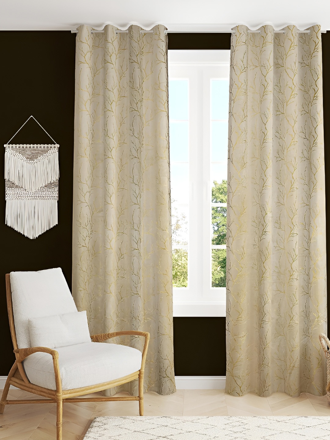 

EISMOURAH Cream 2 Pieces Room Darkening Long Door Curtains