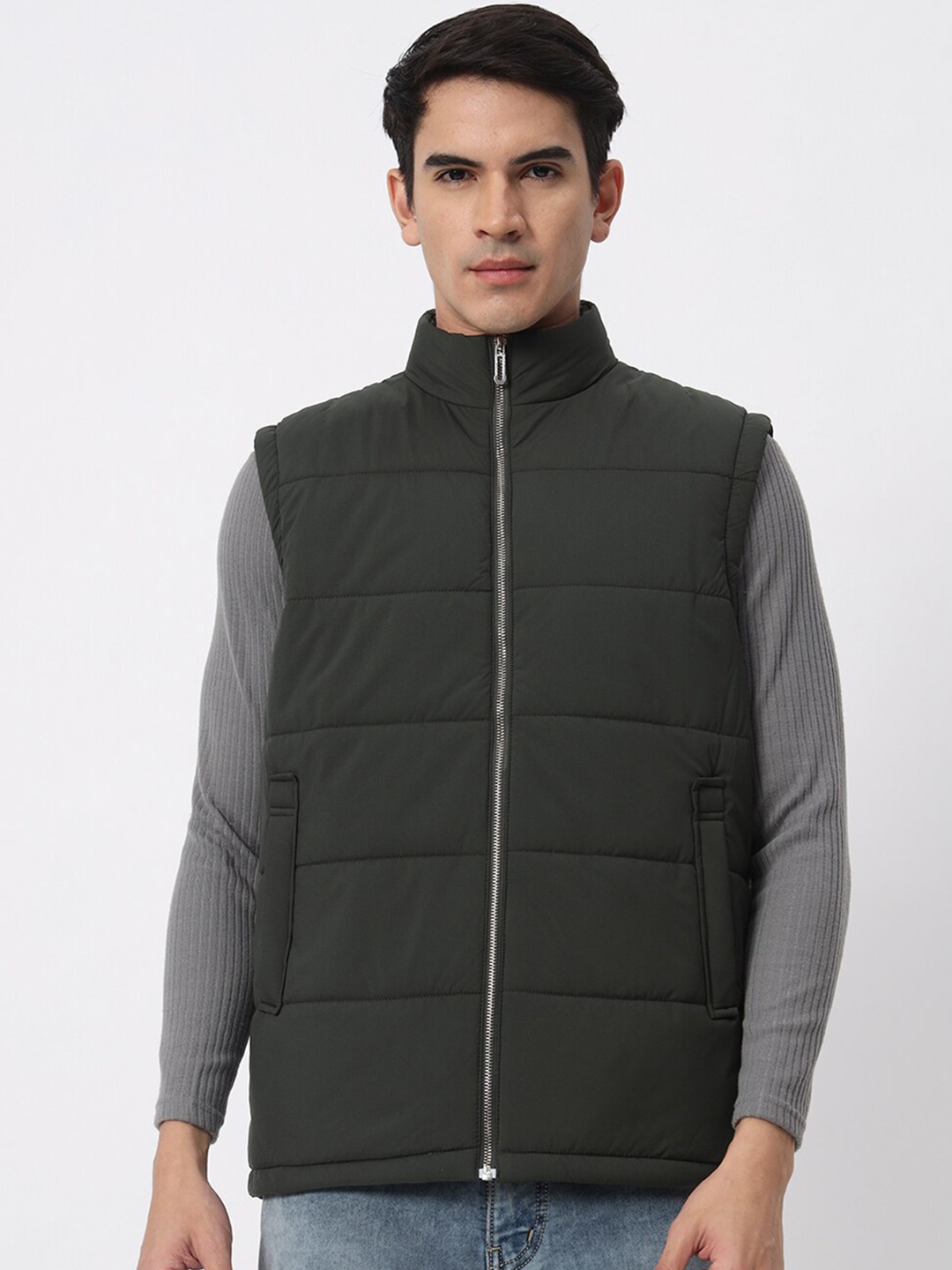 

SIAPA Mock Collar Lightweight Rapid-Dry Padded Jacket, Olive