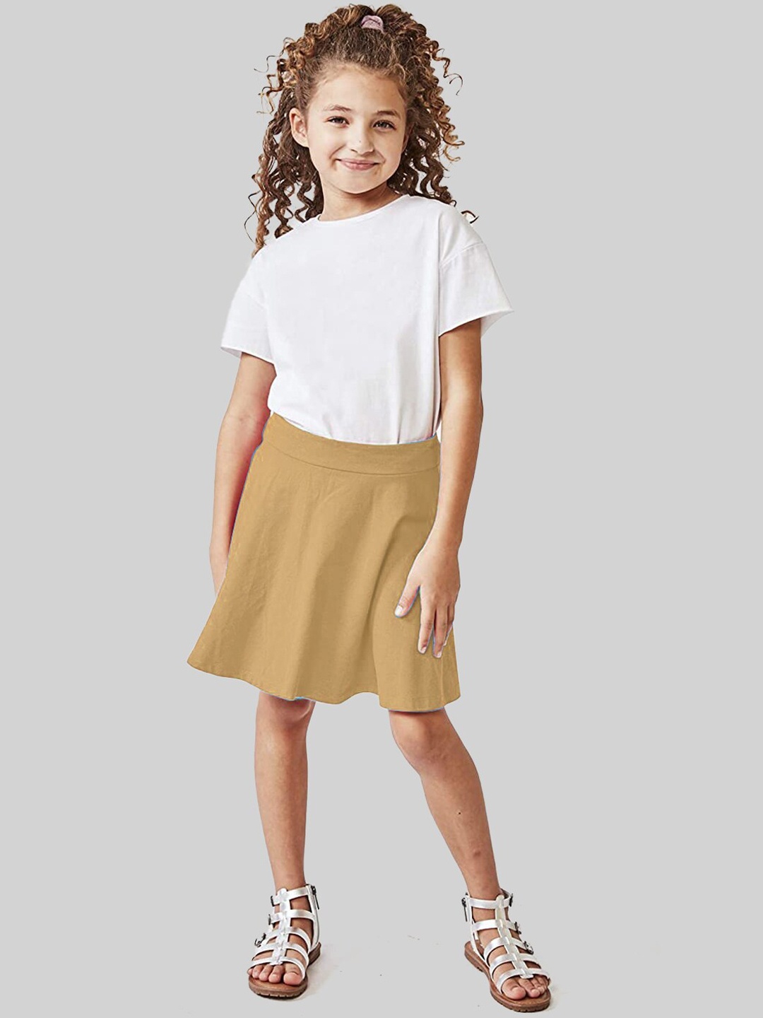 

BAESD Girls High Waist Flared Skirts, Beige