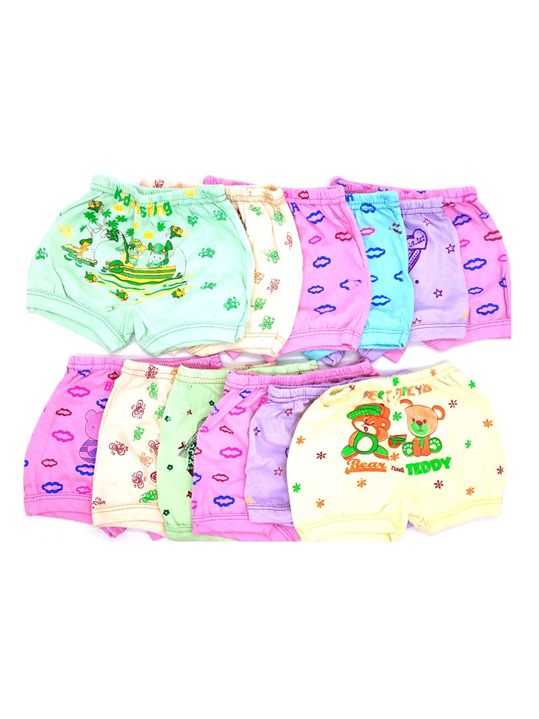 

BAESD Kids Pack Of 12 Printed Pure Cotton Basic Briefs, Pink
