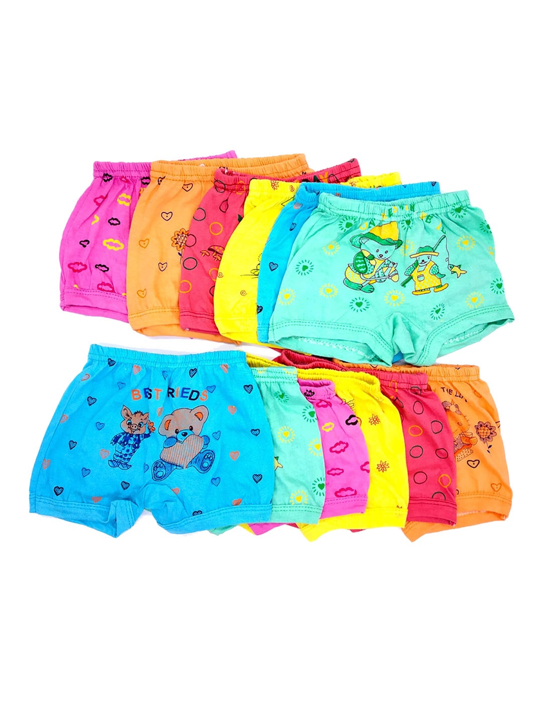 

BAESD Kids Pack Of 12 Graphic Printed Pure Cotton Basic Briefs, Blue