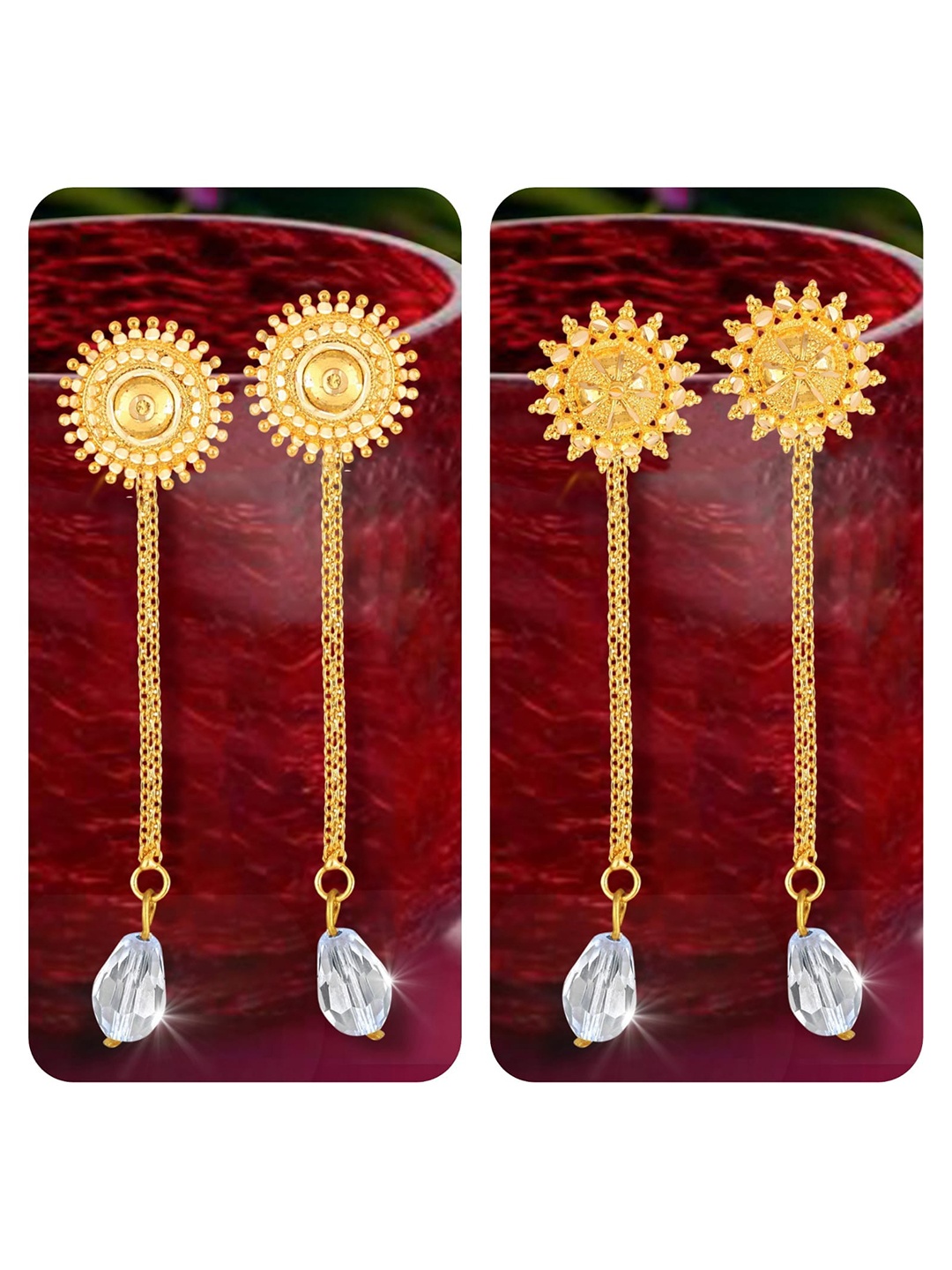 Vighnaharta Set Of 2 Gold-Plated Drop Earrings