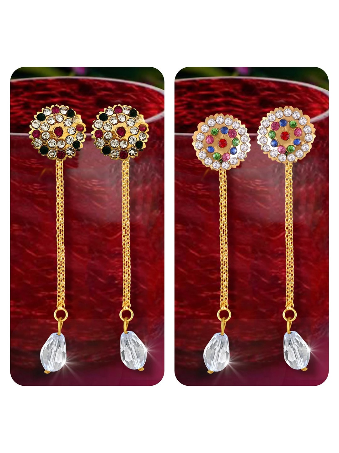 

Vighnaharta Set Of 2 Gold-Plated Drop Earrings