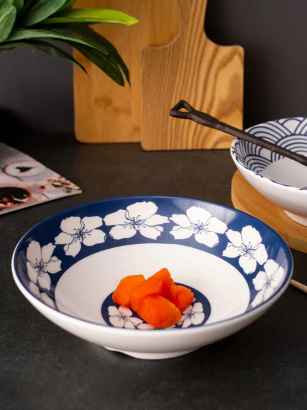 

THEDECORKART White Printed Ceramic Serving Bowl
