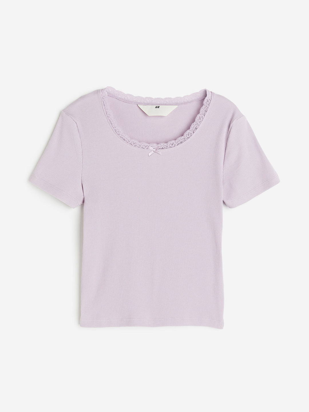 

H&M Girls Ribbed Jersey Top, Purple