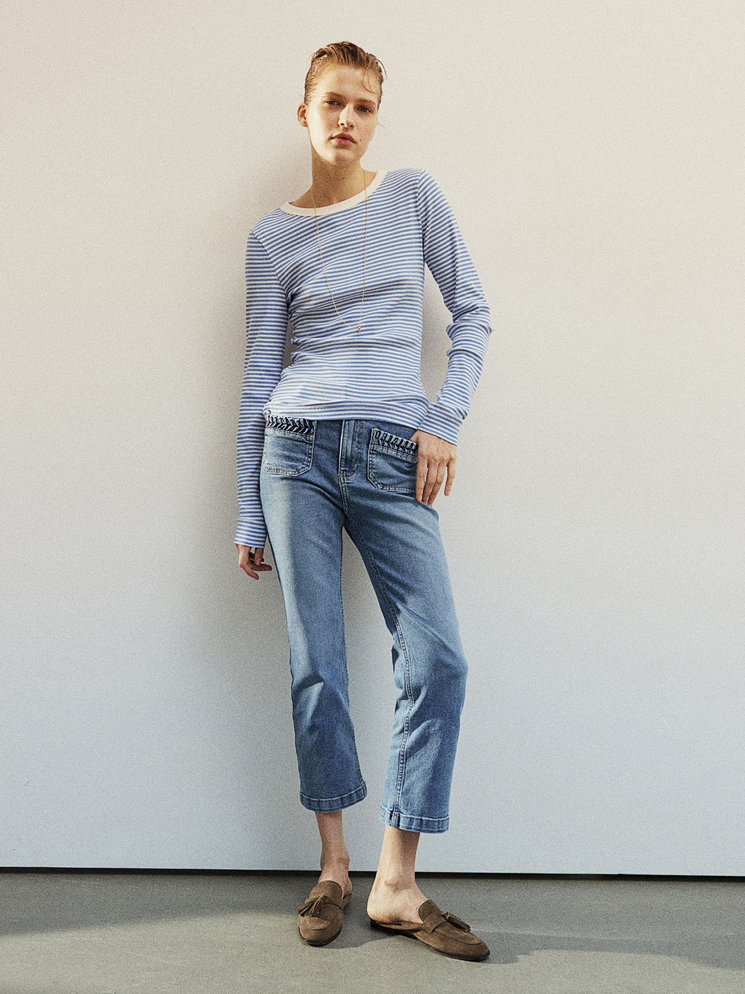

H&M Ribbed Jersey Top, Blue