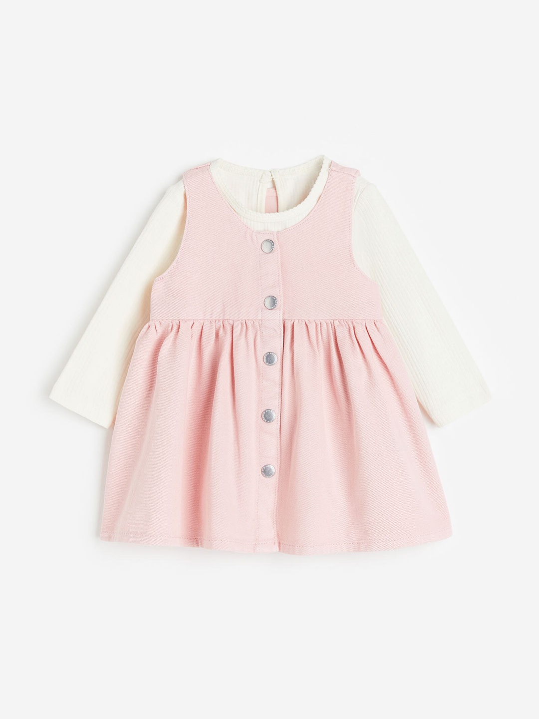 

H&M Kids Girls 2-Piece Pure Cotton Top and Dress set, White