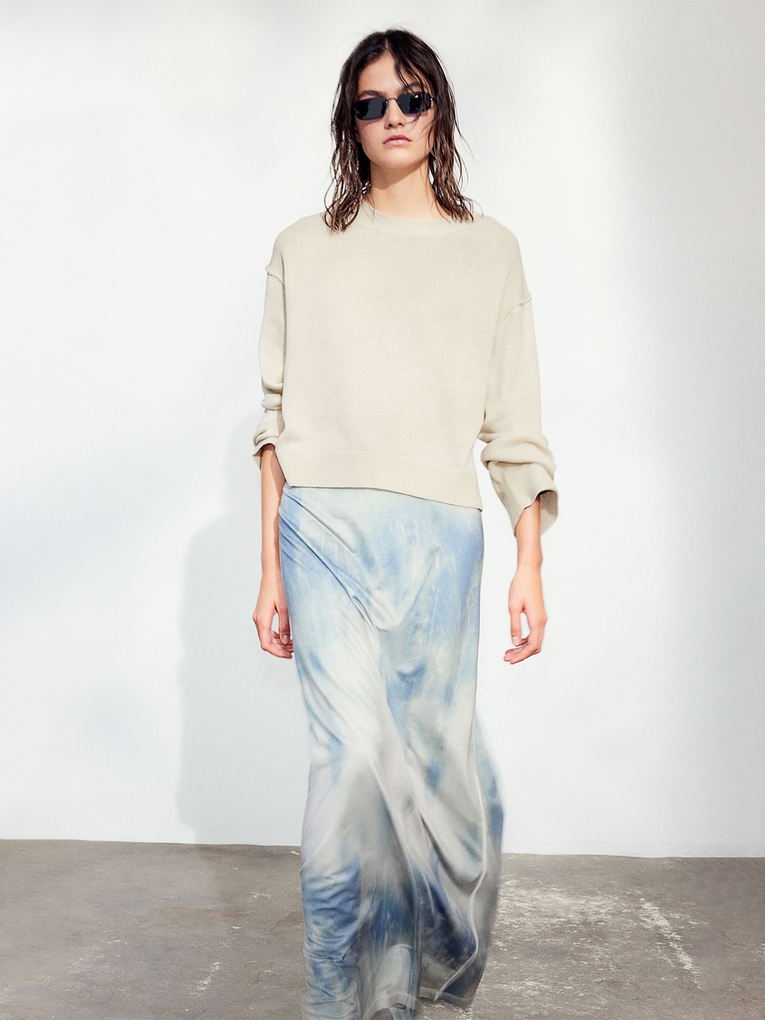 

H&M Acrylic Linked-Seam-Detail Jumper, Beige