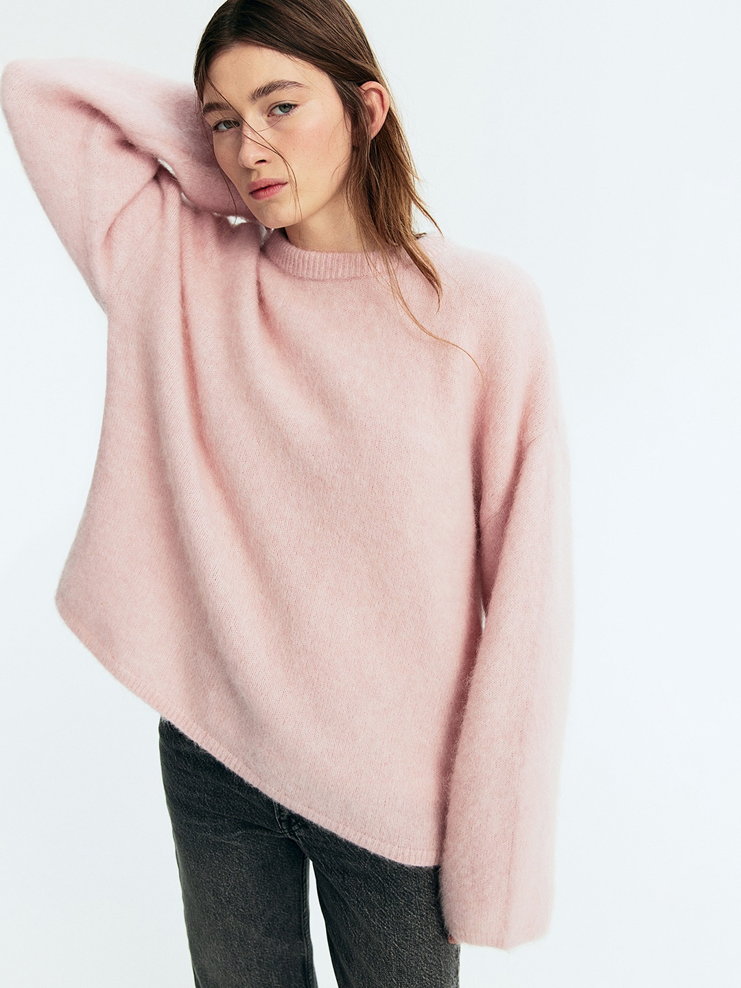 

H&M Women Oversized Mohair-Blend Jumper, Pink