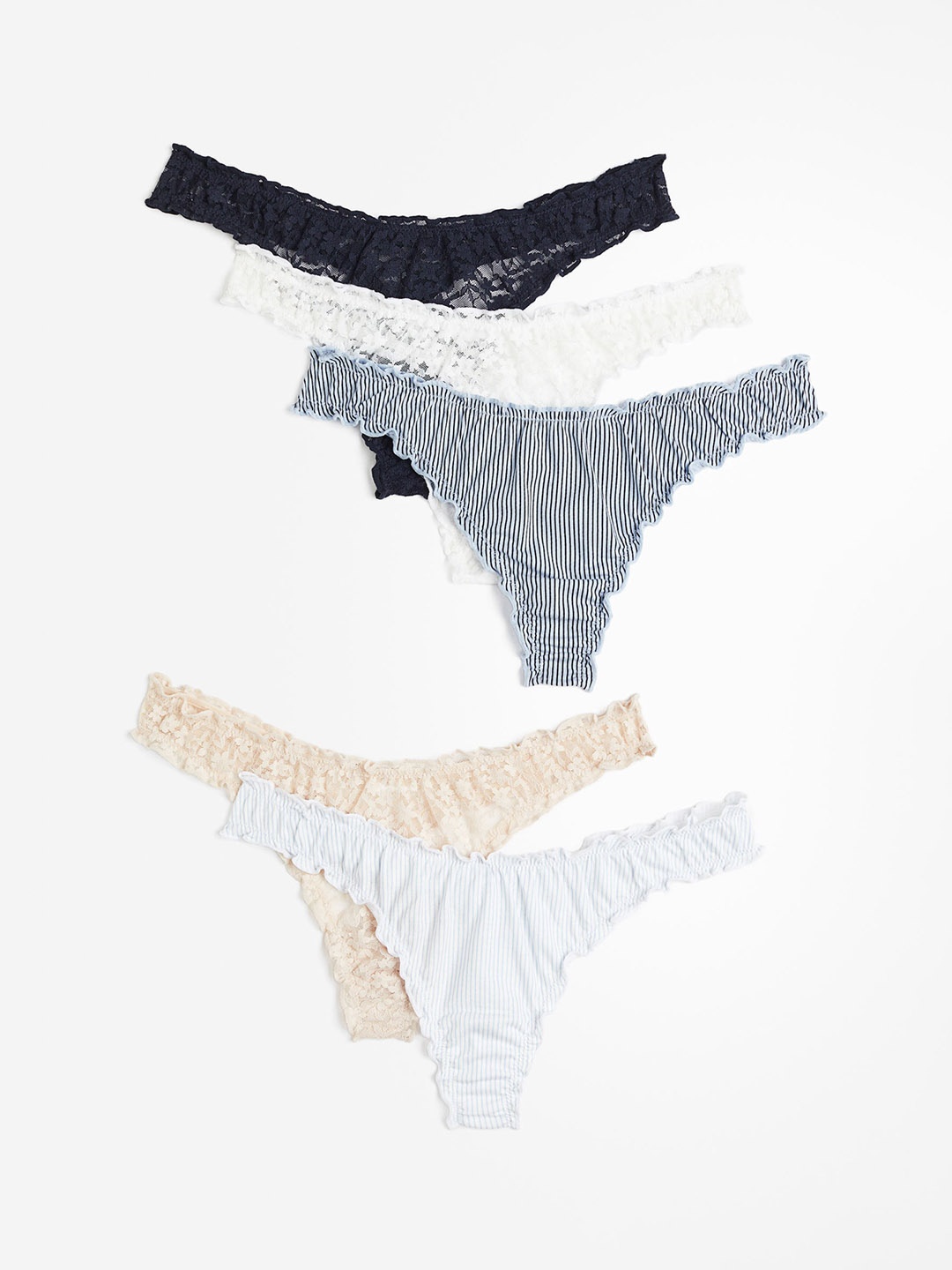 

H&M Women 5-Pack Thong Briefs, Navy blue