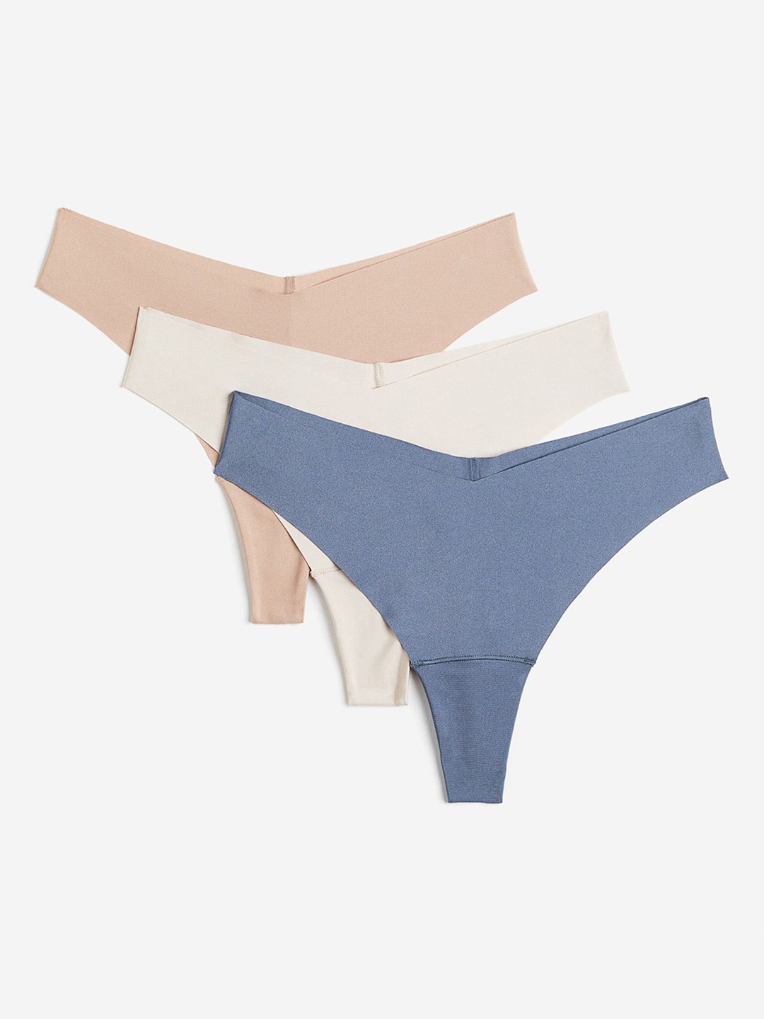 

H&M Women 3-Pack Invisible Brazilian Briefs, Beige