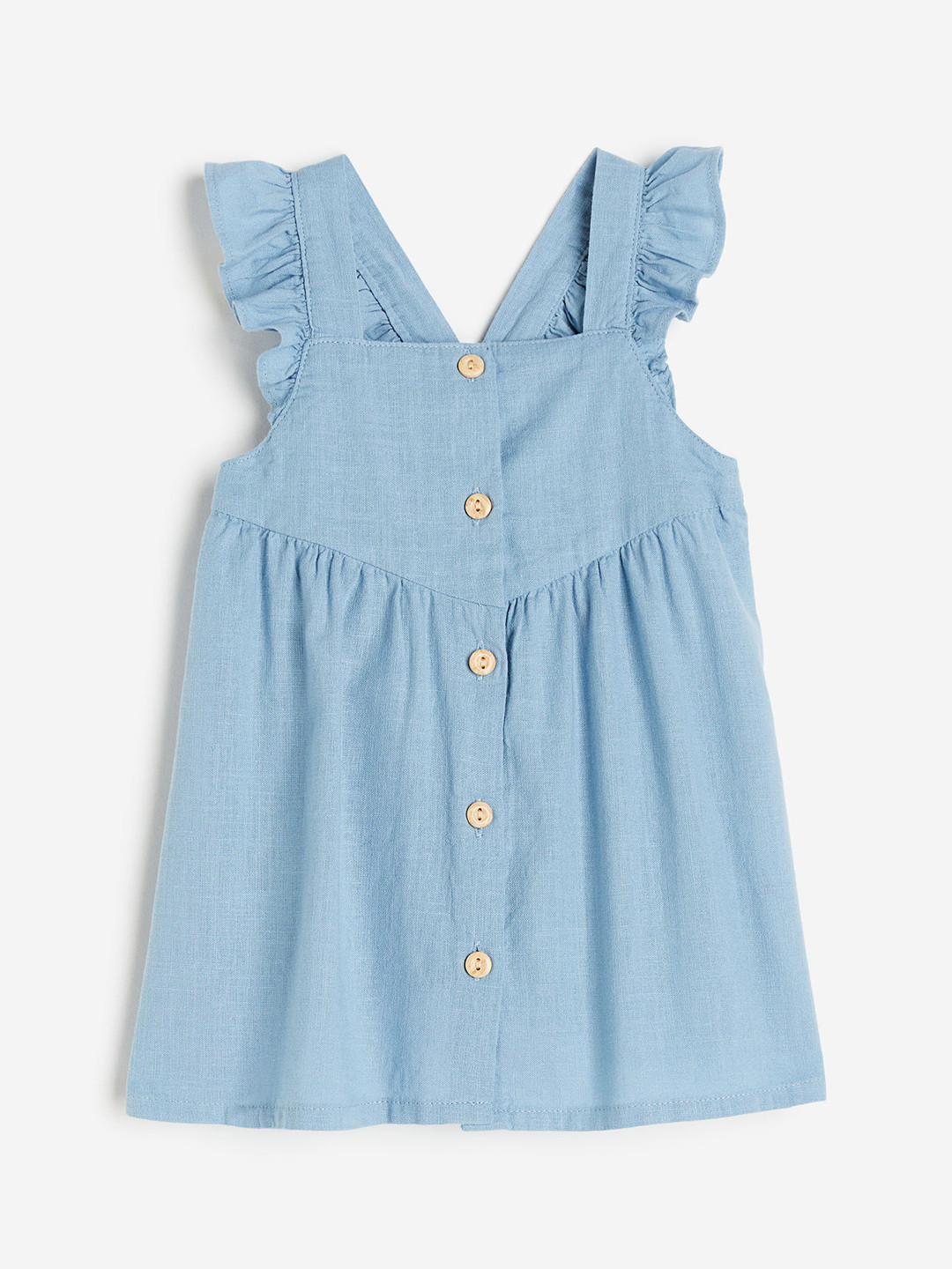 

H&M Girls Frill-Trimmed Cotton Dress, Blue